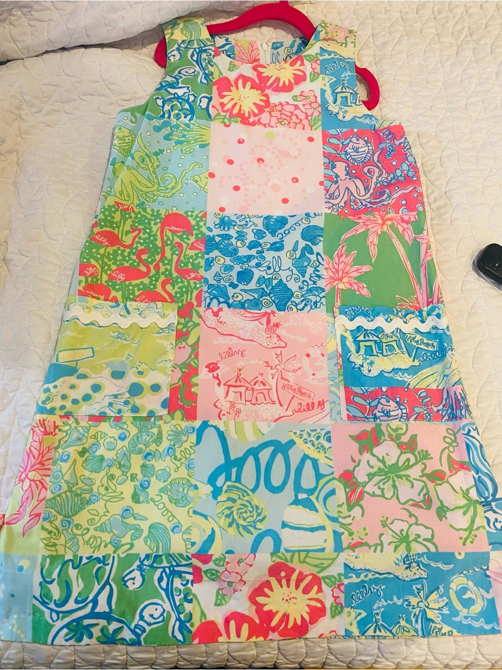 Lilly Pulitzer Girls Patchwork Dress in Pink, Green, Blue